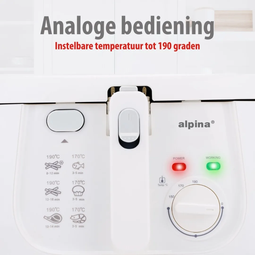 Alpina Frituurpan 2.5L - 1800W - Wit