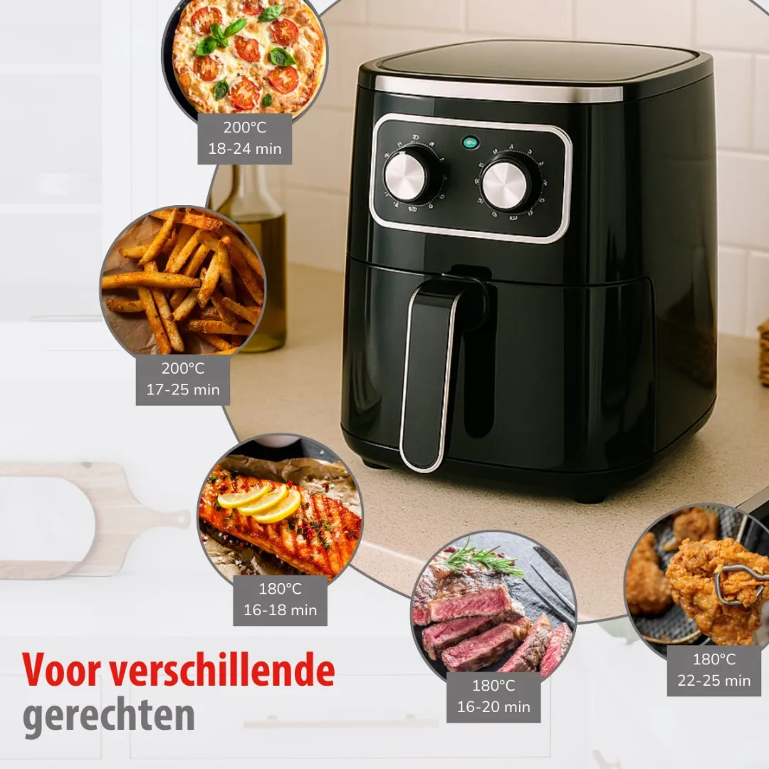 Alpina Airfryer 4.5L - 1450W Zwart