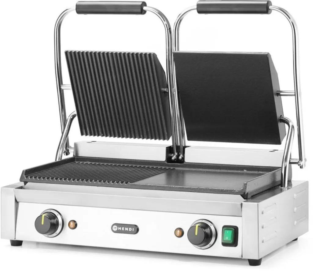 HENDI HT263907 Dubbele Contactgrill - 3600W - 575x430mm - Roestvrij staal
