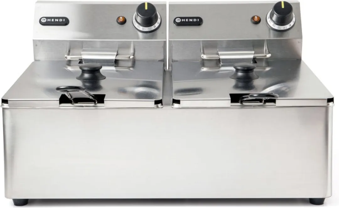 HENDI Dubbele Friteuse 2x6L - 6600W - Roestvrij staal