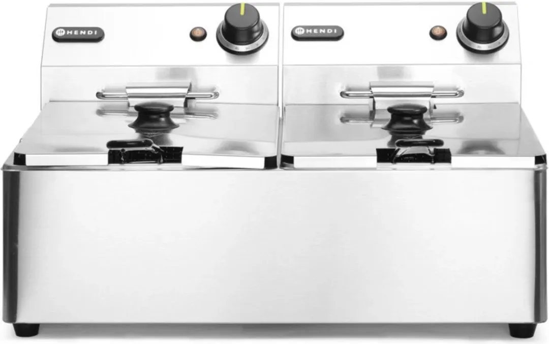 HENDI Dubbele Friteuse 2x6L - 6600W - Roestvrij staal