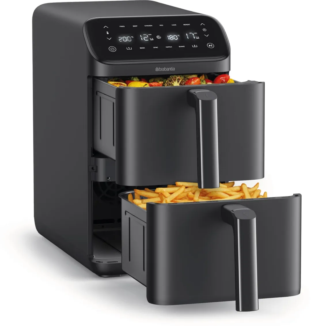 Brabantia Dubbele Airfryer XXL 10L - 2700W - 8 Programma's