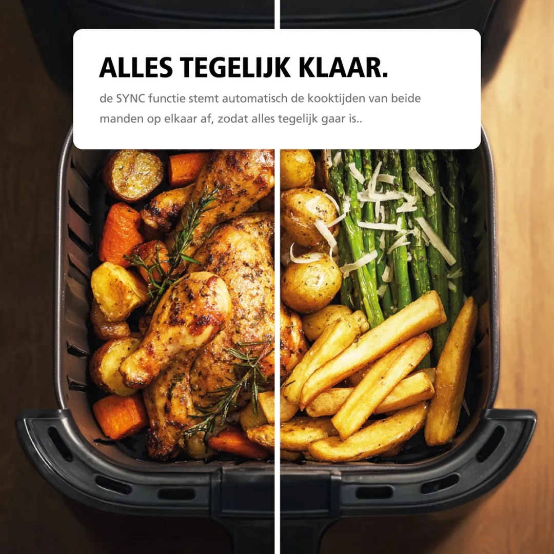 Brabantia Dubbele Airfryer XXL 10L - 2700W - 8 Programma's