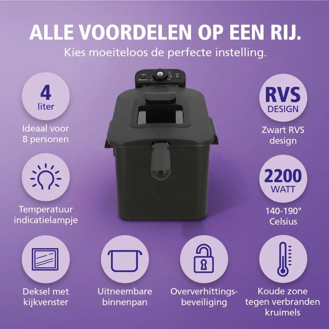 Brabantia BBEK1130BK Frituurpan 4L - 2200W - Zwart