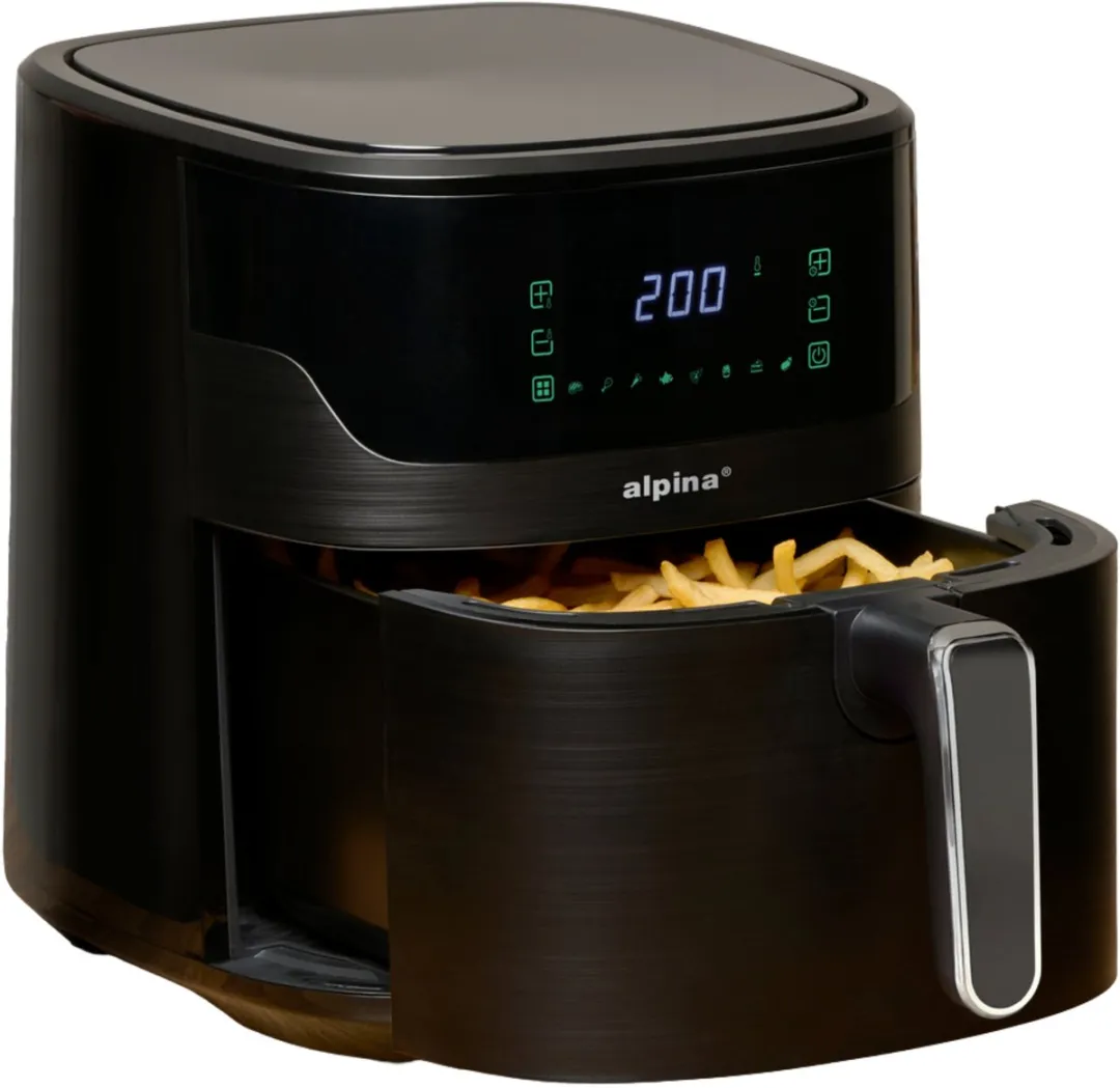 Alpina Airfryer XL 6L - 1600W - 8 Programma's - Zwart