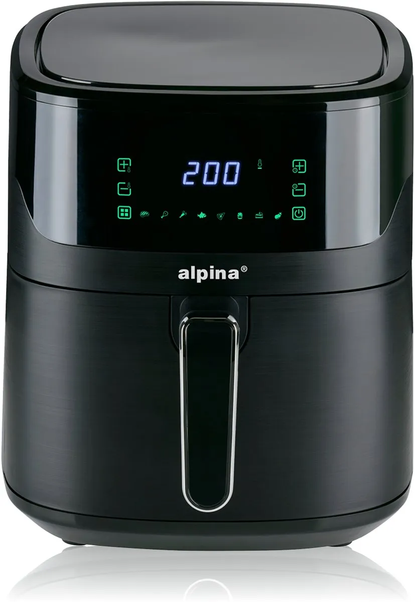 Alpina Airfryer XL 6L - 1600W - 8 Programma's - Zwart