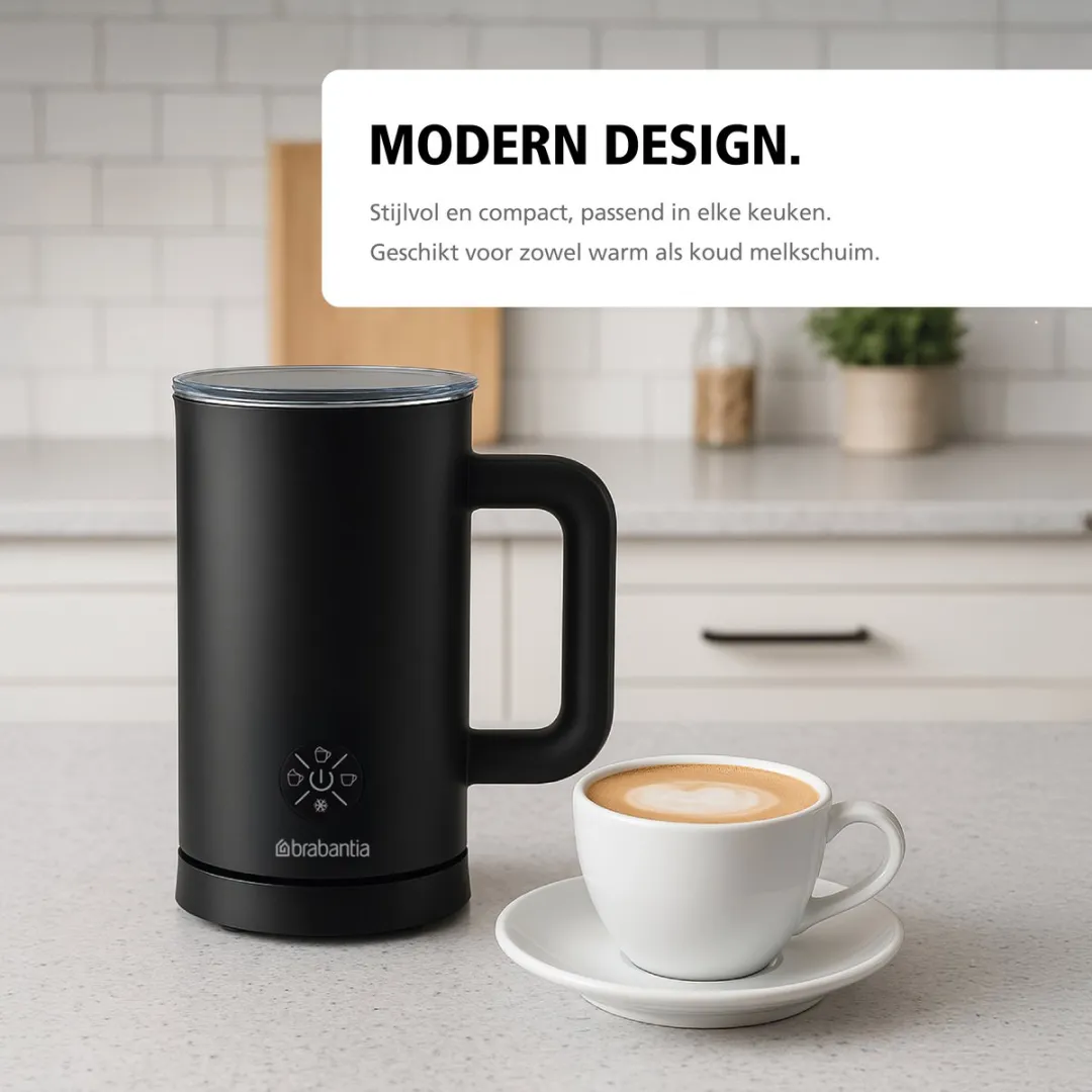 Brabantia BBEK1048 Elektrische Melkopschuimer 500W - 300ml - Zwart