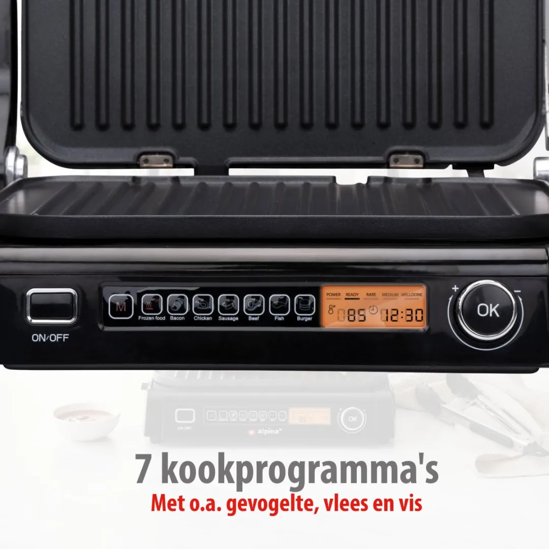 Alpina Contactgrill 2100W MEALEL7440/005 - 2 Platen - Zwart
