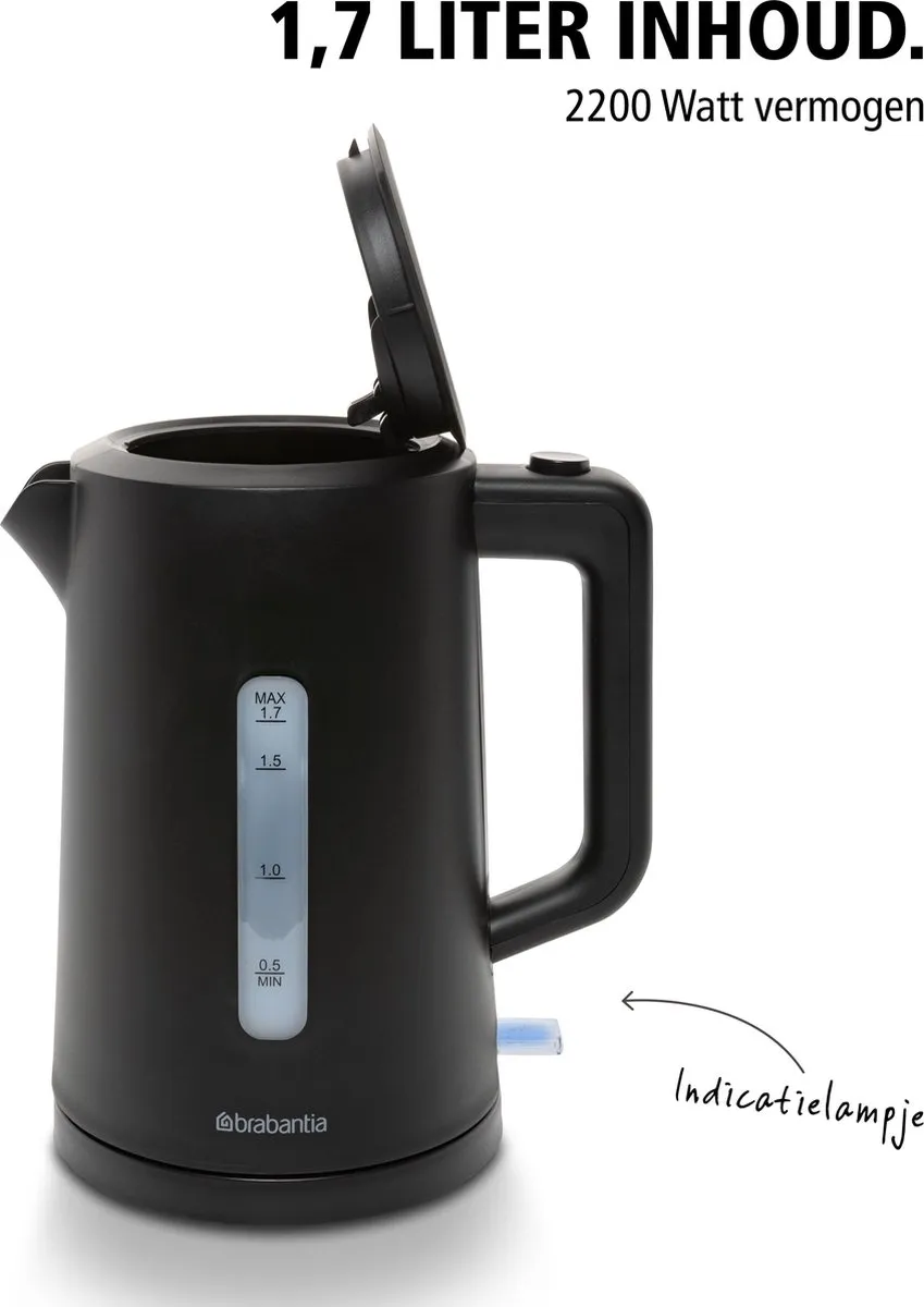 Brabantia BBEK1017 Waterkoker 2200W 1.7L - Zwart