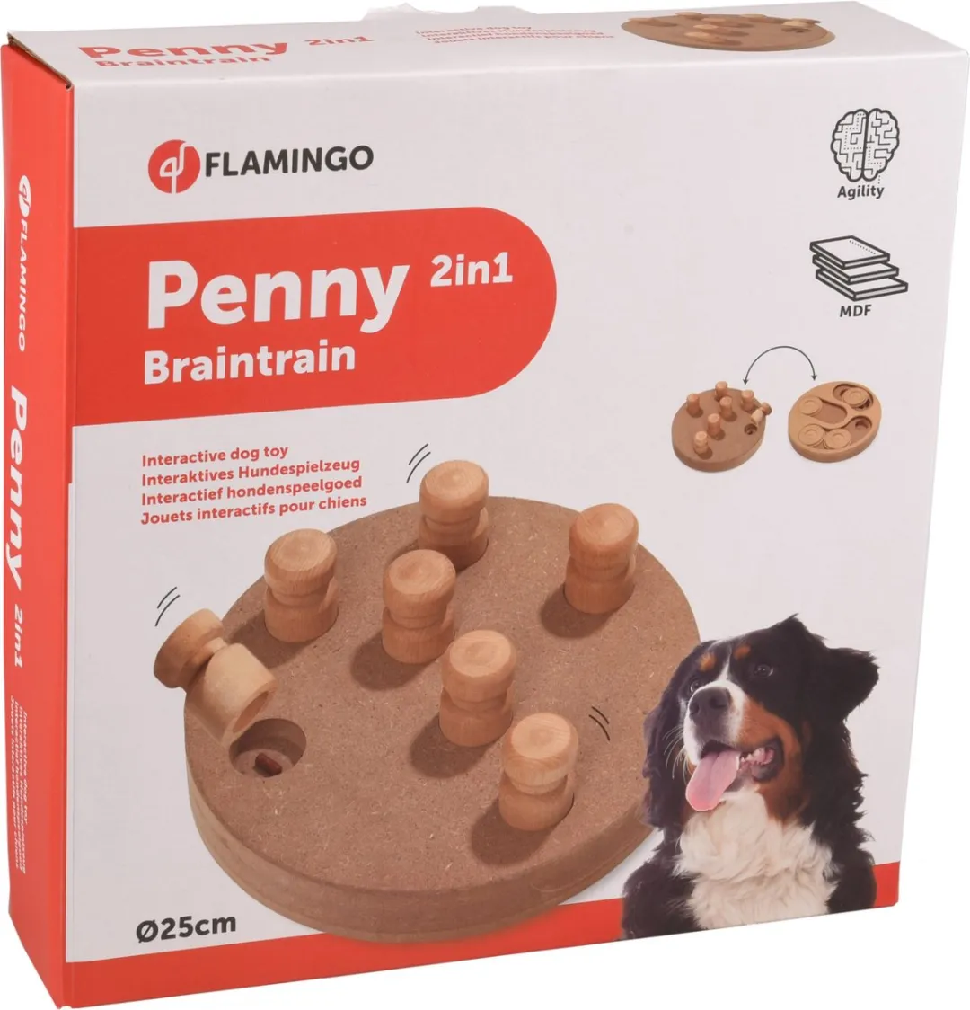 Flamingo Brain Train Penny Hondenpuzzel - Houten - 25 cm - afbeelding 2 van 4