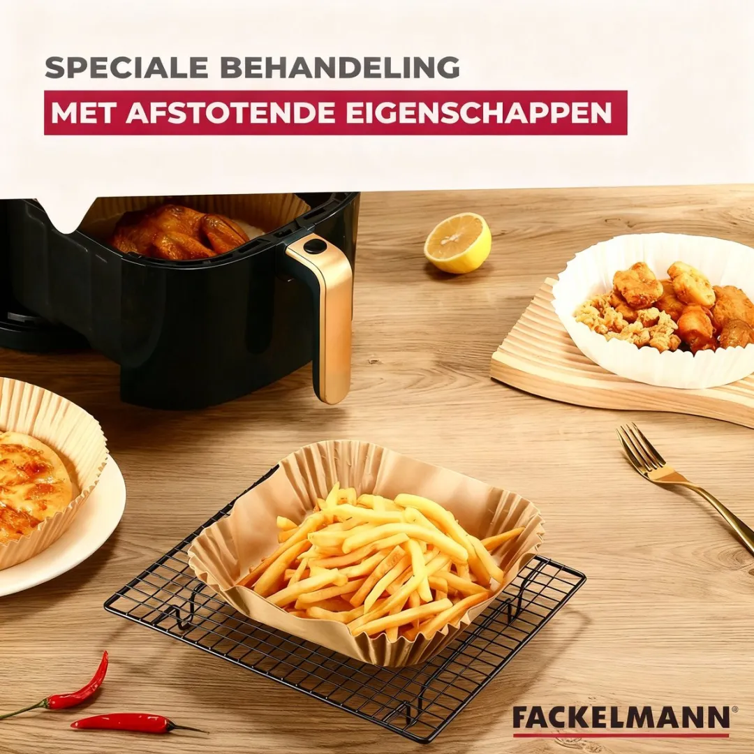 Fackelmann 42684 Papieren Airfryer-vormen - 50 Stuks - 16x16cm