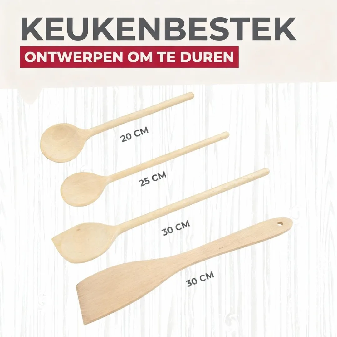 Fackelmann Houten Kookset 31125 - 4 Stuks - 20/25/30cm