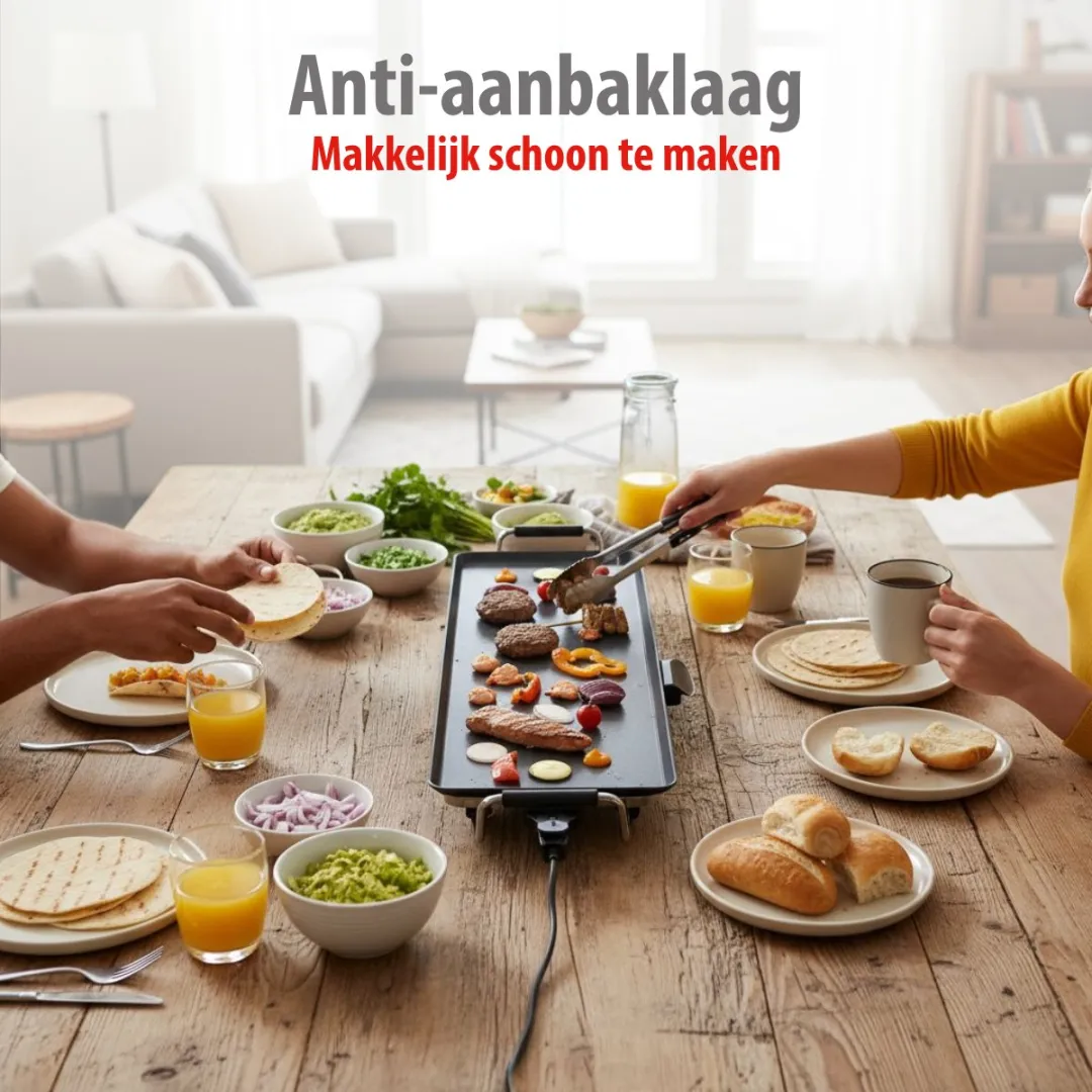 Alpina Teppanyaki Bakplaat XXL 2000W - 100x20cm - Zwart - afbeelding 6 van 6