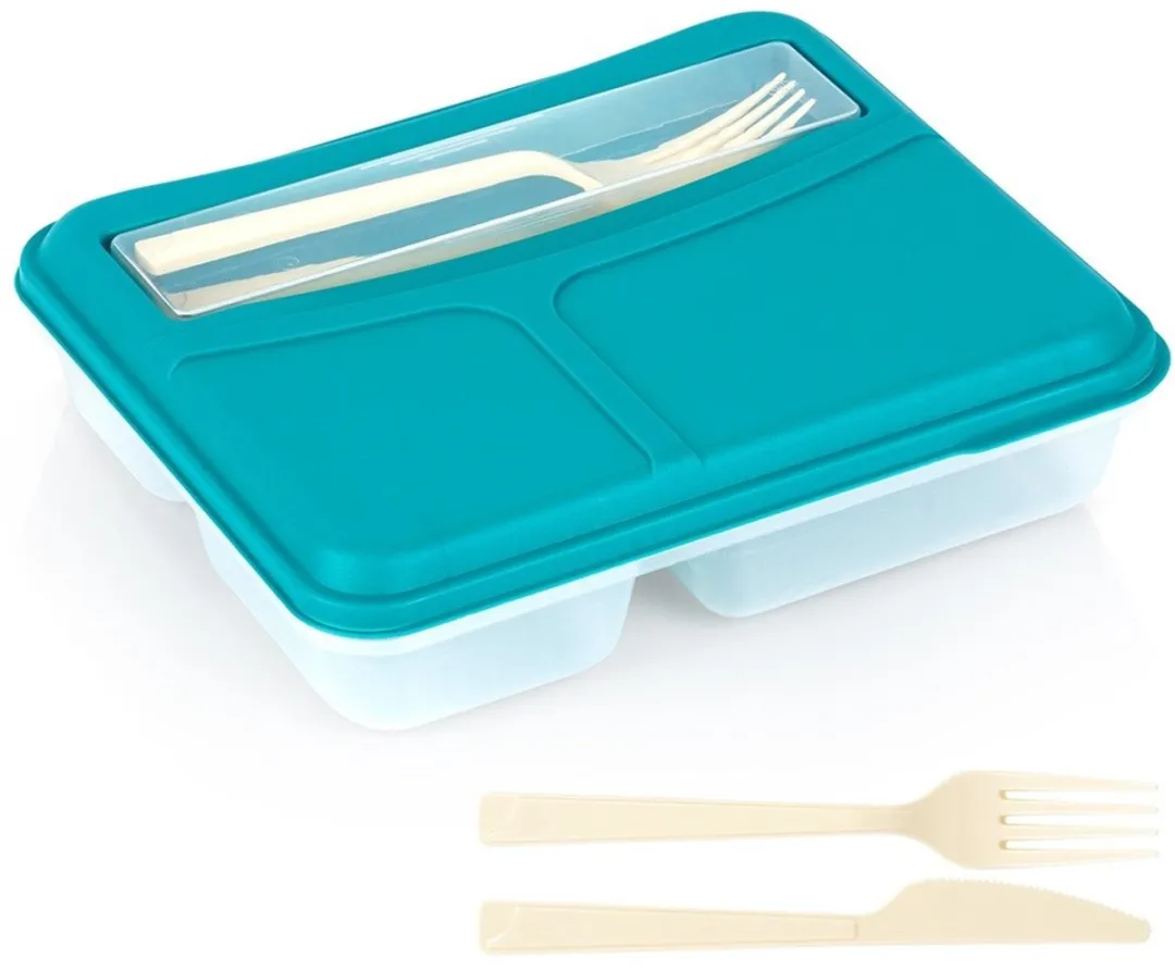 Excellent Houseware Lunchbox 1,3L Verdeeld met Bestek