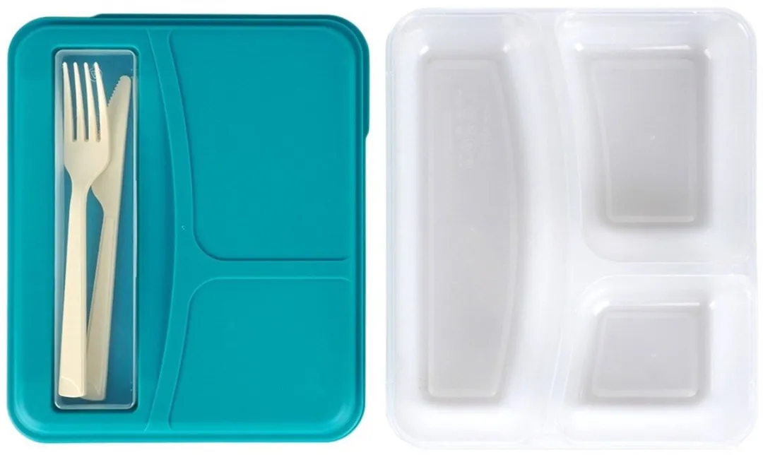Excellent Houseware Lunchbox 1,3L Verdeeld met Bestek - BPA-vrij