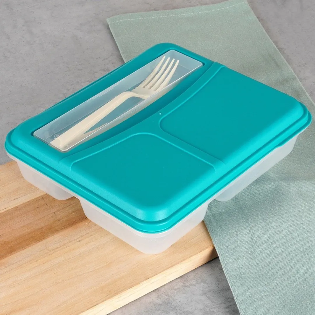 Excellent Houseware Lunchbox 1,3L Verdeeld met Bestek - BPA-vrij