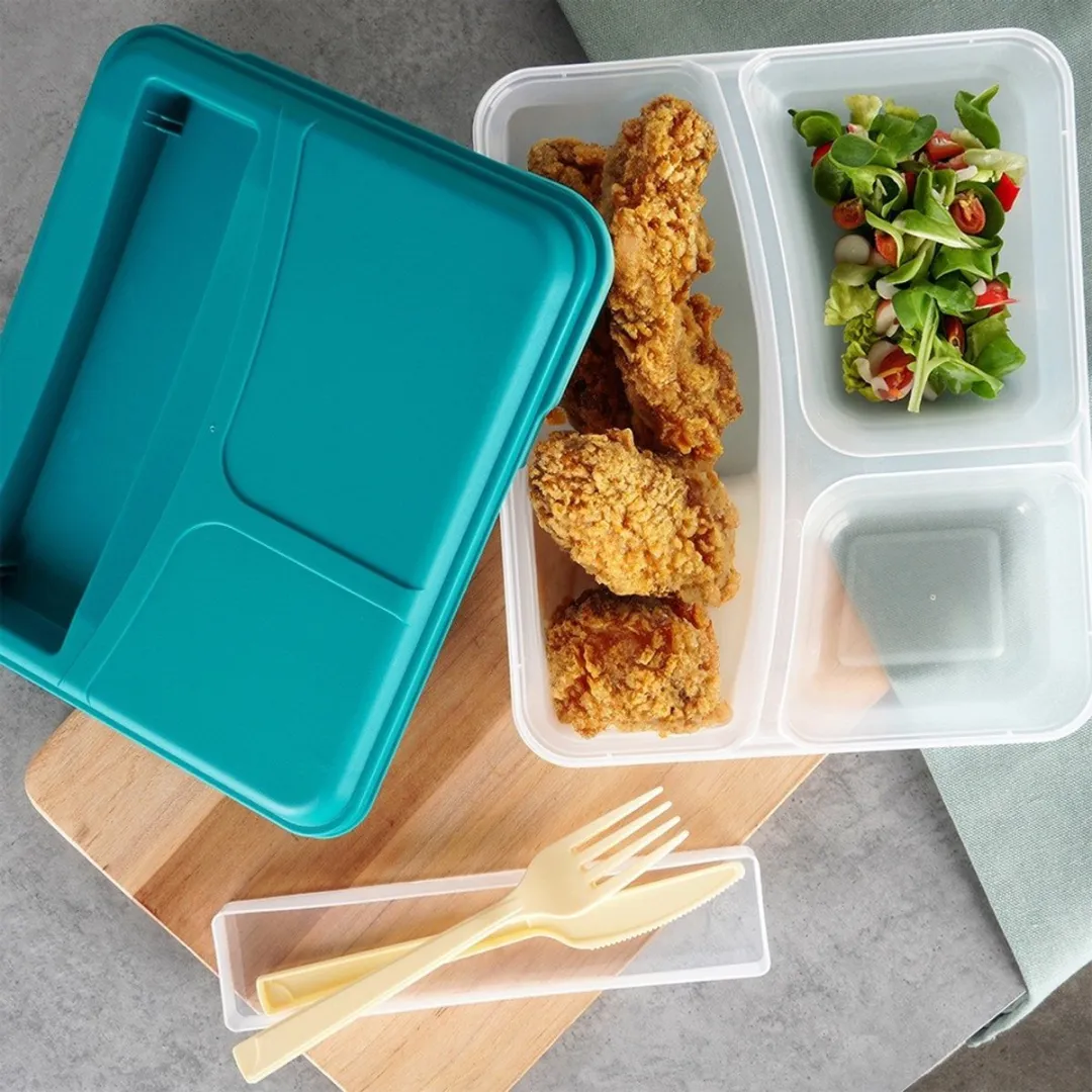 Excellent Houseware Lunchbox 1,3L Verdeeld met Bestek - BPA-vrij
