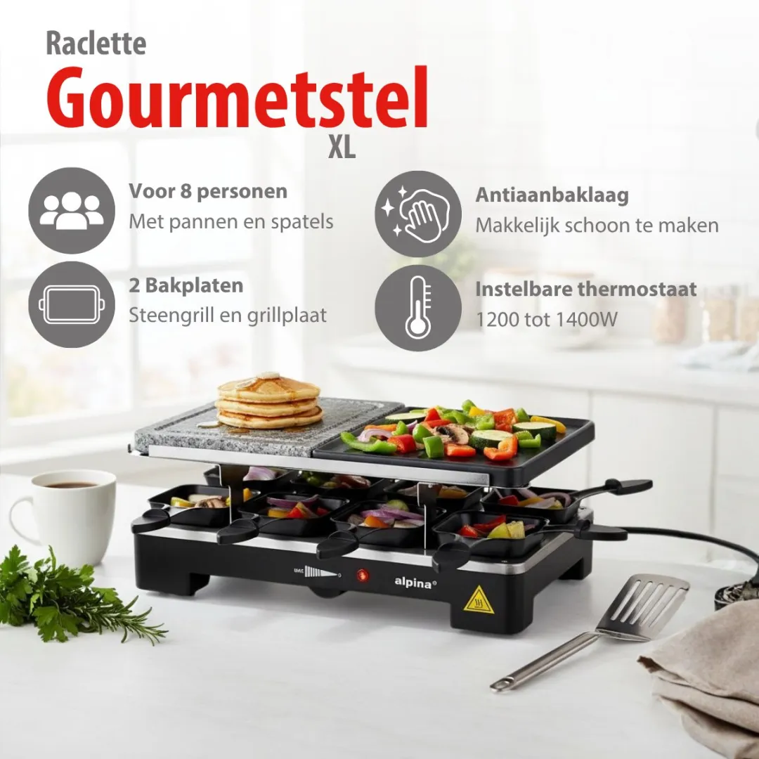 Alpina Gourmetstel XL 8 Personen WJ-K202A - 1400W - Zwart