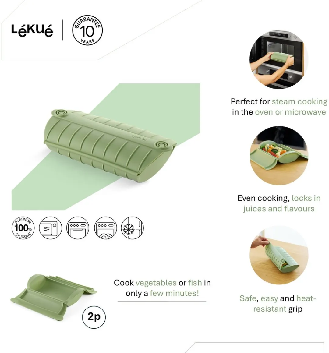 Lékué Stoomkoker 2p - Green