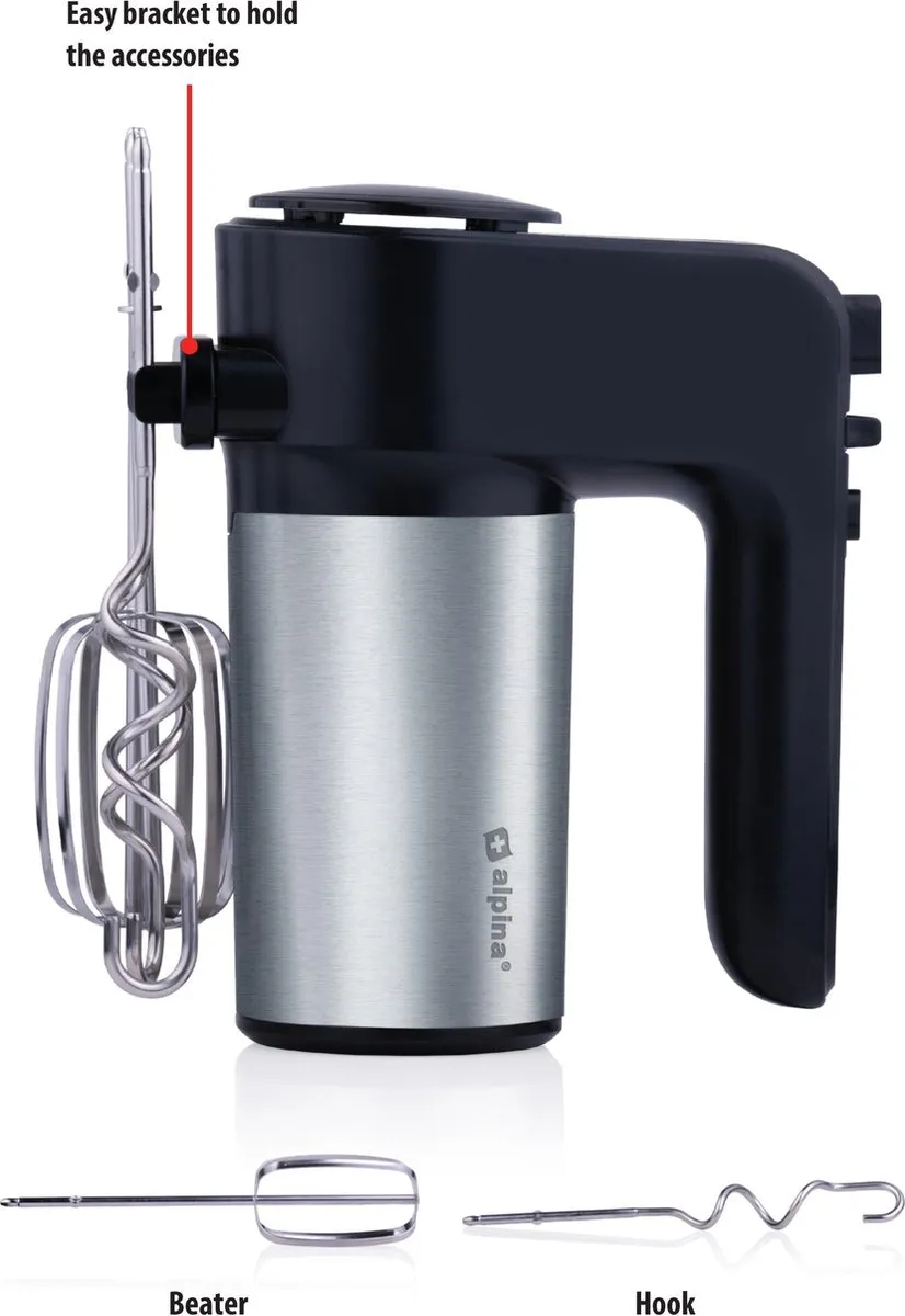 Alpina Elektrische Handmixer 400W - 6 Snelheden - Zwart