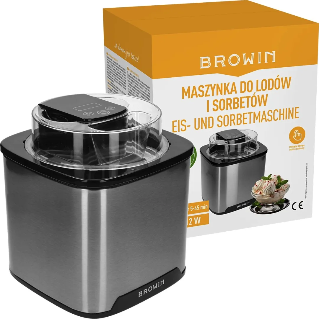 Browin IJs en Sorbetmachine 60W - 1.6L Metaalkleurig - afbeelding 6 van 6