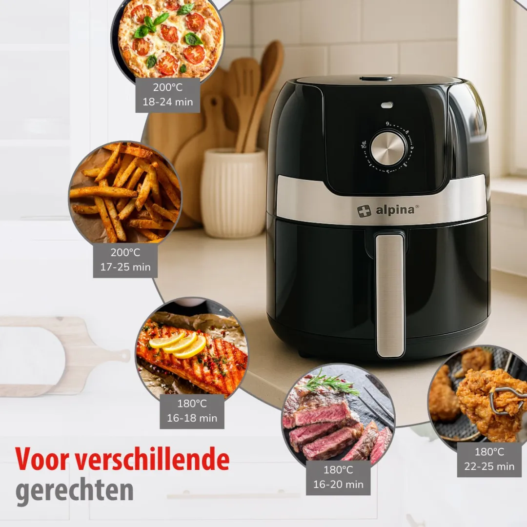 Alpina Airfryer 3.5L - 1400W Zwart