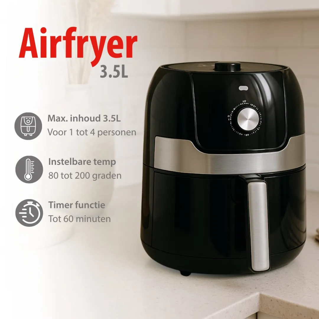 Alpina Airfryer 3.5L - 1400W Zwart