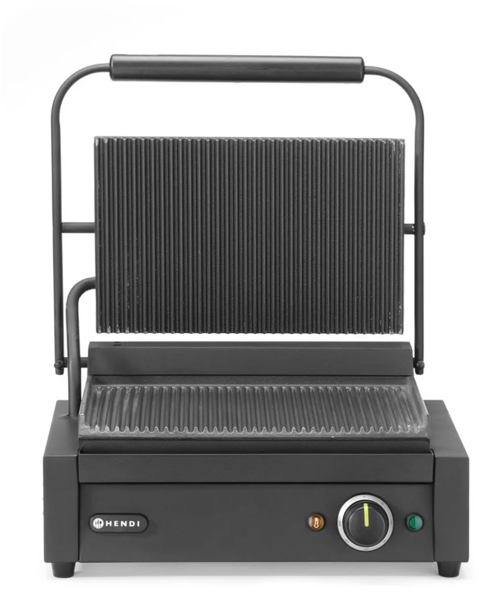 HENDI Contactgrill 2200W 2 Platen 6 Sandwiches - Zwart