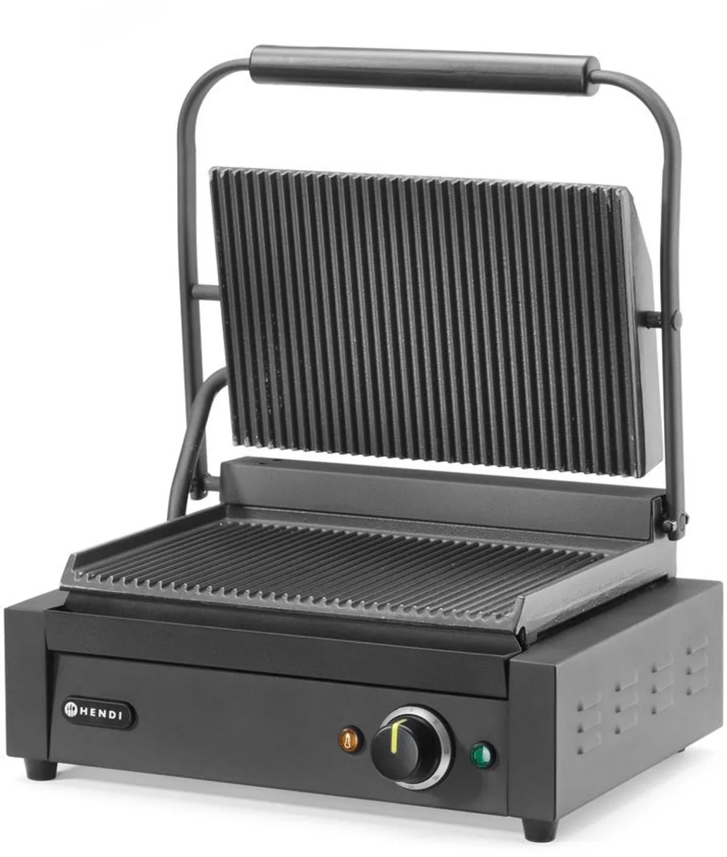 HENDI Contactgrill 2200W 2 Platen 6 Sandwiches - Zwart