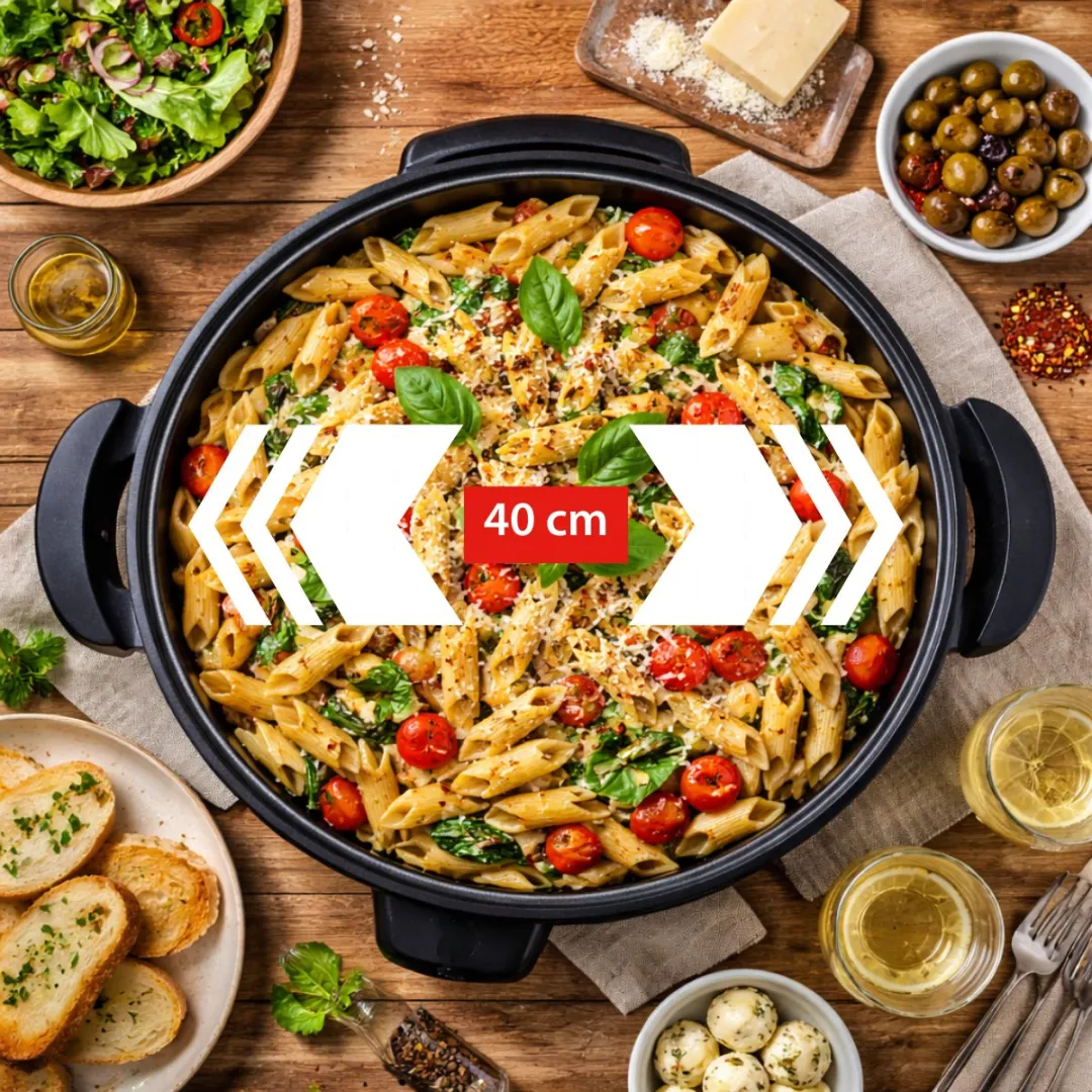 Alpina Hapjespan 1500W Ø40cm - Antiaanbaklaag - Zwart