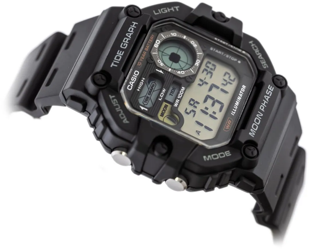 Casio WS-1700H-1AV Sporthorloge - Waterdicht - Dual Time - Maansfasen - Zwart - afbeelding 3 van 6