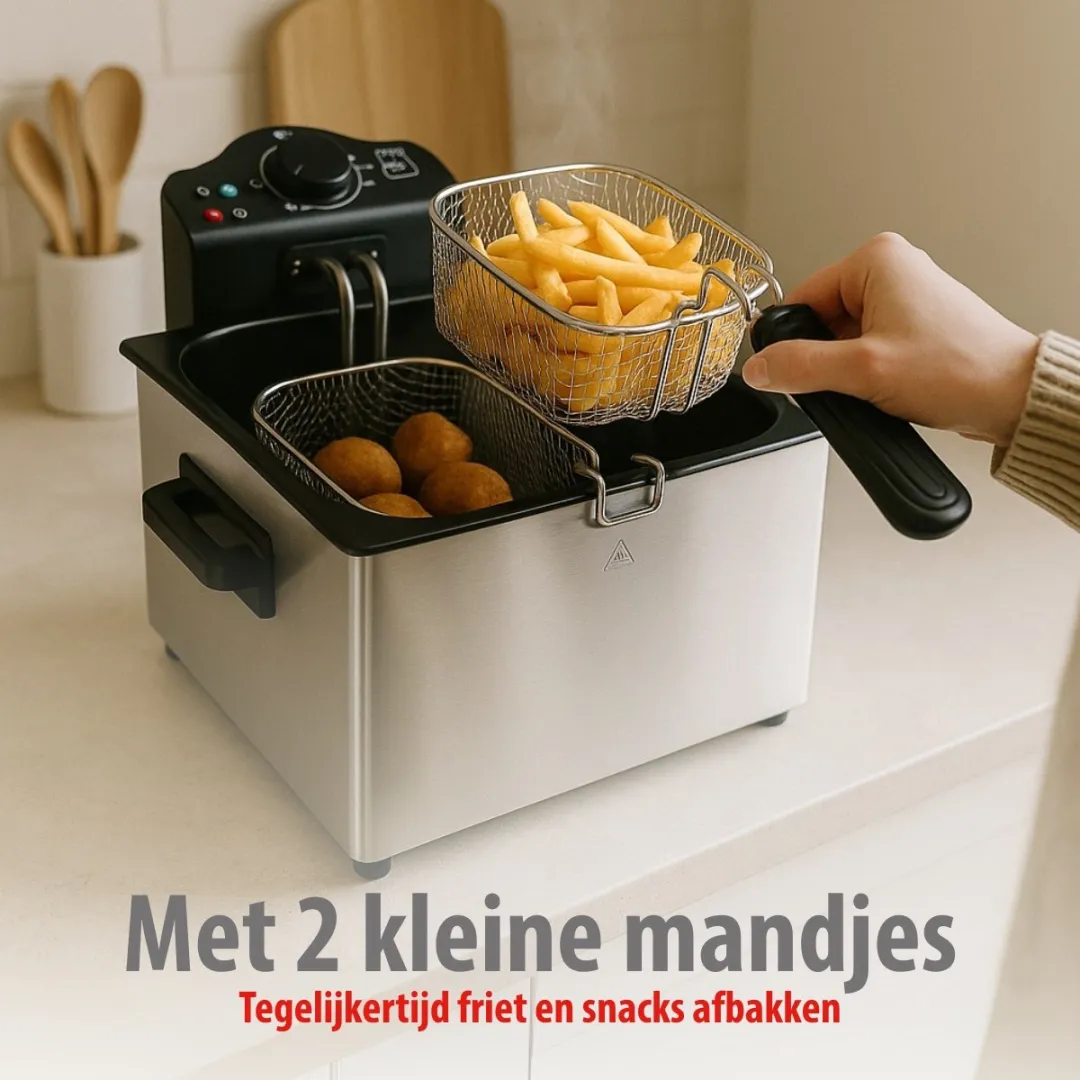 Alpina Frituurpan 5L - 2000W - 3 Frituurmanden - Meerkleurig