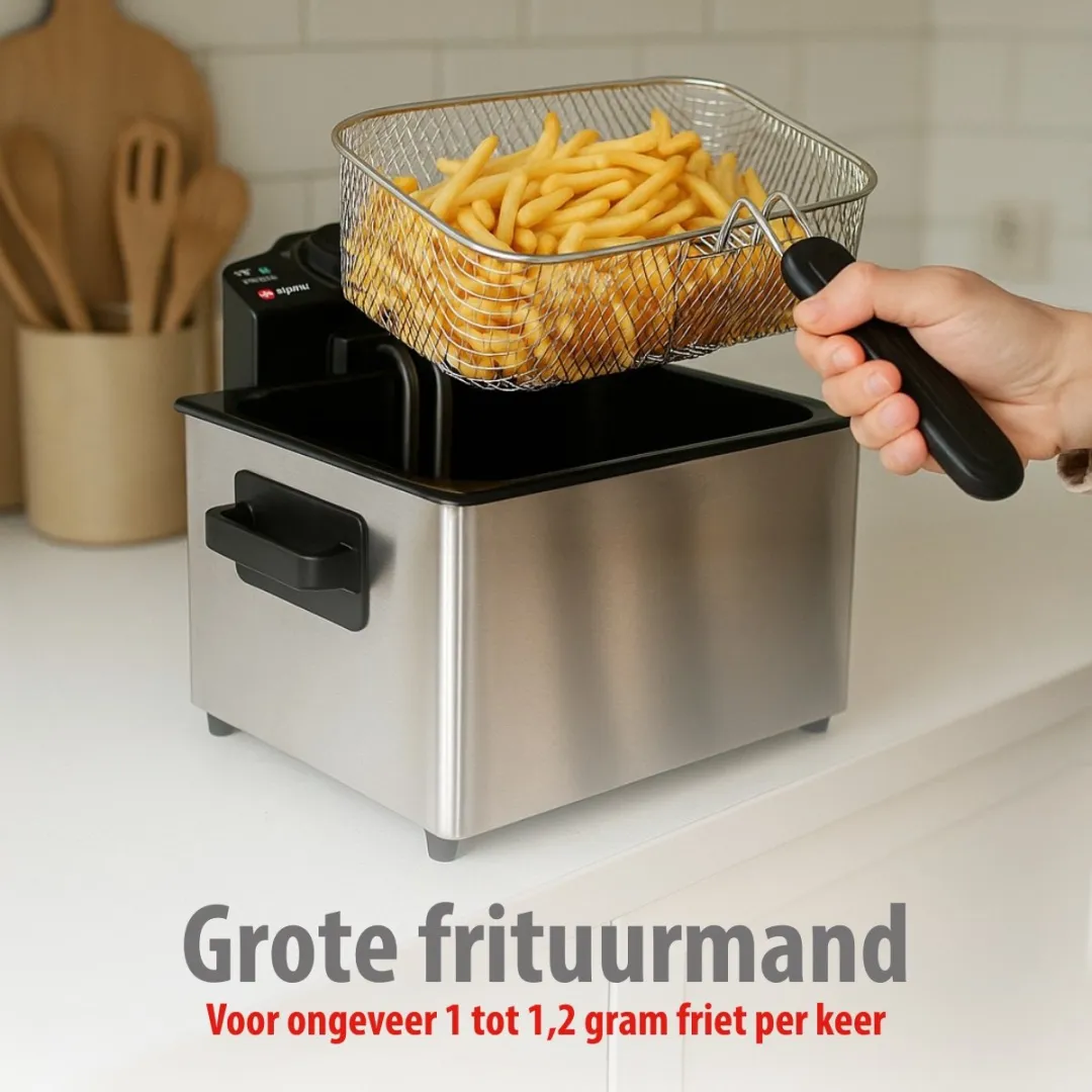 Alpina Frituurpan 5L - 2000W - 3 Frituurmanden - Meerkleurig