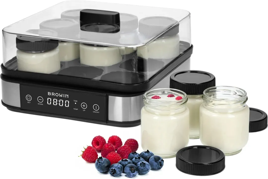 Browin Yoghurtmaker 1.6L - 9 Potten - 40W - Zwart/Transparant