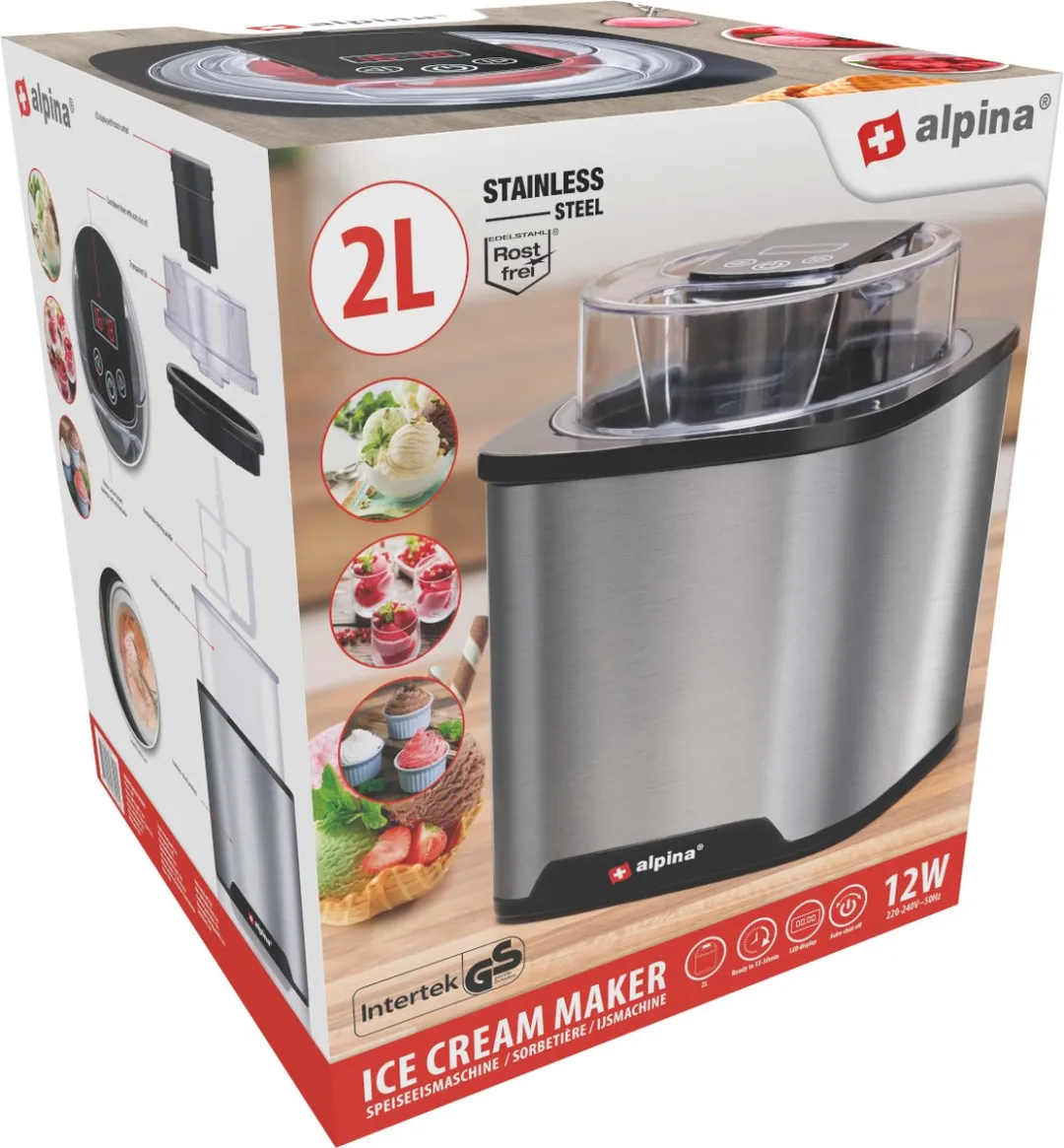 Alpina IJsmachine 2L - 9 Programma's - Zilver