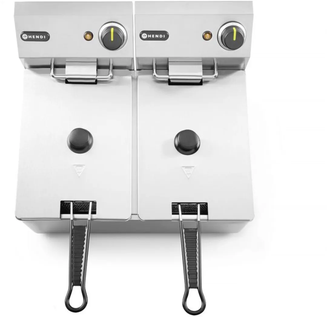 HENDI Blue Line Dubbele Friteuse 2x4L - 6000W - Zilver