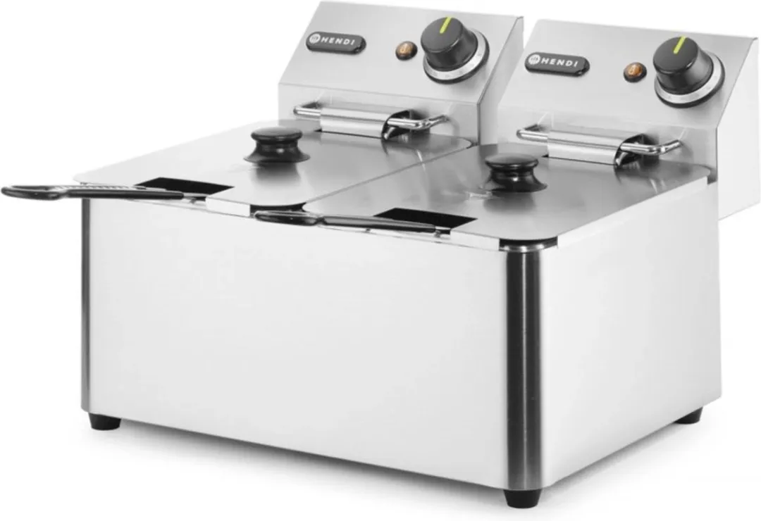 HENDI Blue Line Dubbele Friteuse 2x4L - 6000W - Zilver - afbeelding 6 van 6