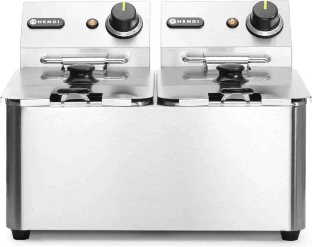 HENDI Blue Line Dubbele Friteuse 2x4L - 6000W - Zilver