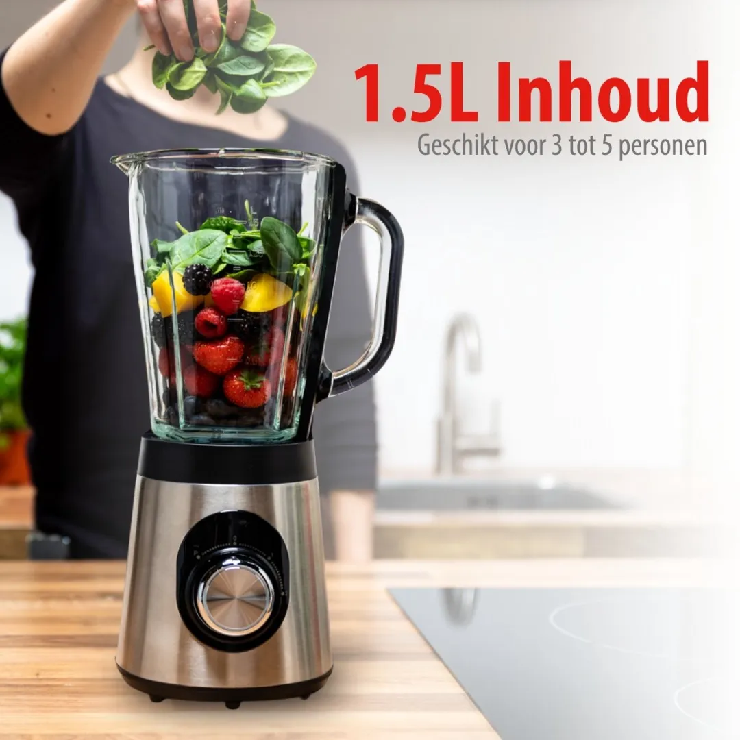 Alpina Blender Smoothie 1.5L Mixer 500W - Zilver