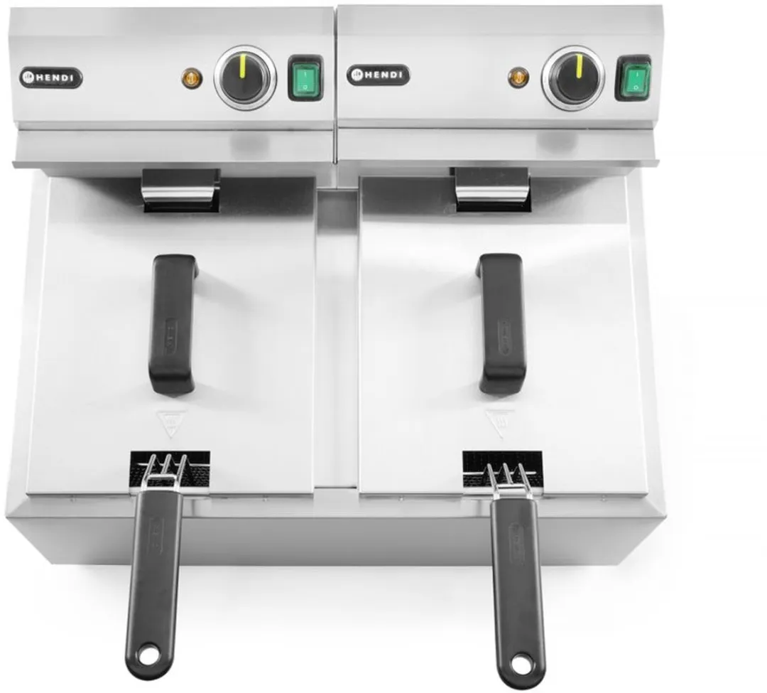 HENDI 207307 Dubbele Friteuse 16L - 7000W - Zilver