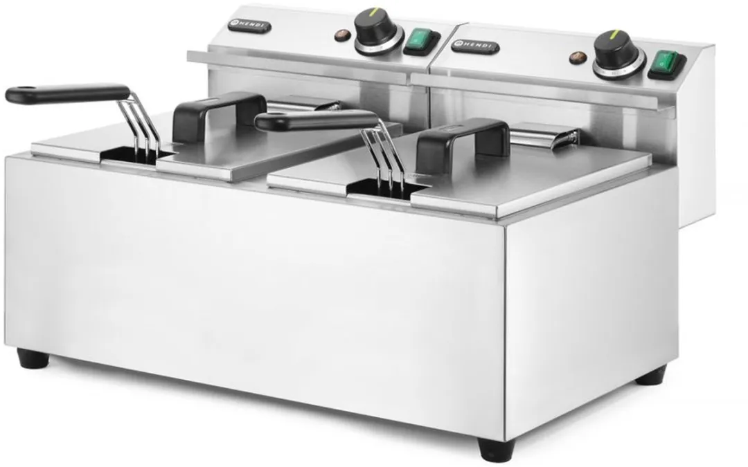HENDI 207307 Dubbele Friteuse 16L - 7000W - Zilver - afbeelding 6 van 6