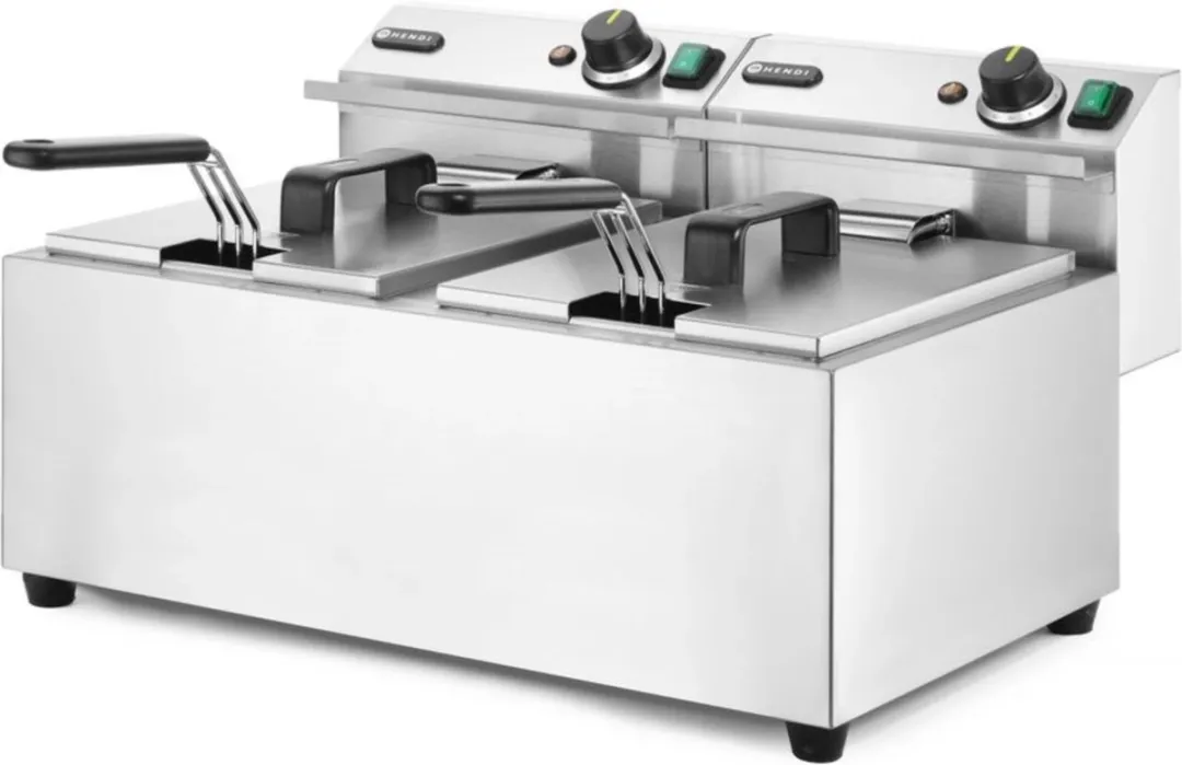 HENDI 207307 Dubbele Friteuse 16L - 7000W - Zilver