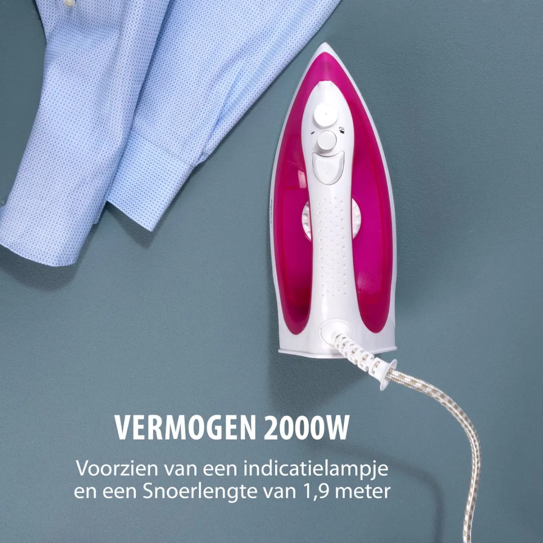 Alpina Stoomstrijkijzer 2000W - Roze - RVS zool - afbeelding 6 van 6