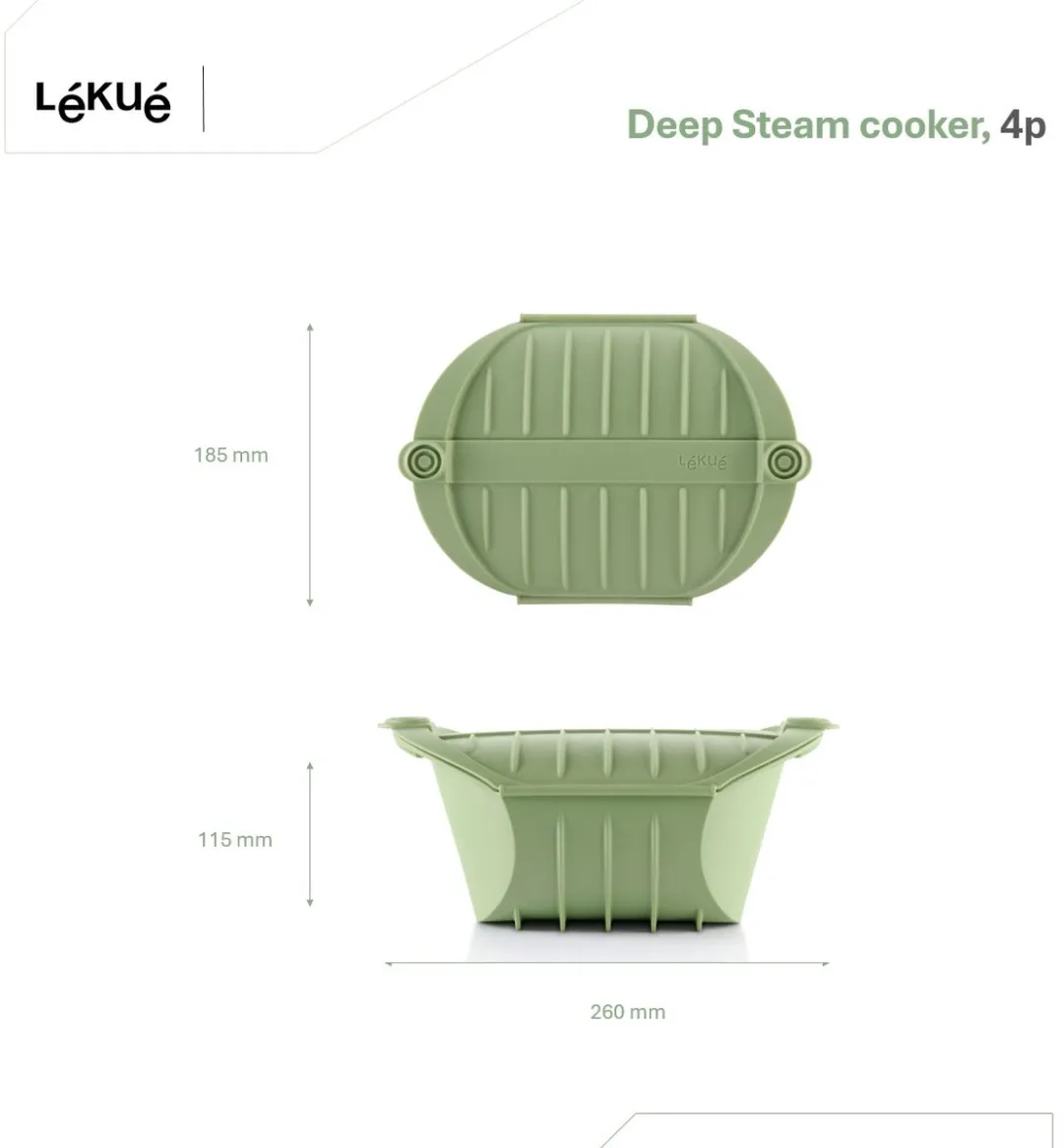 Lékué Stoomkoker - Hoog - geschikt voor 4 personen - Green