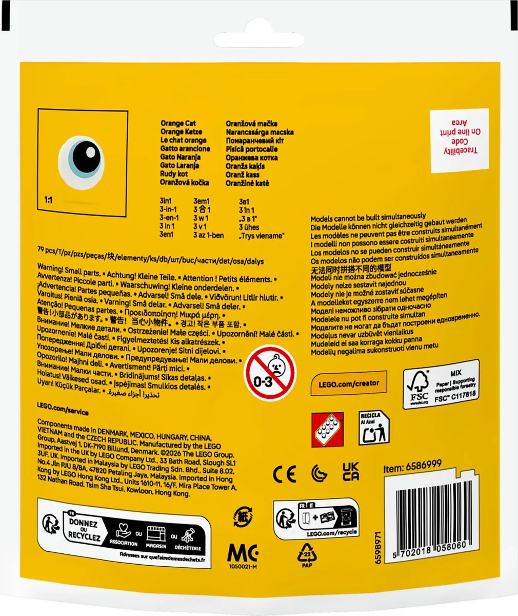 LEGO Creator Oranje Kat 30714 - 79 Stukken
