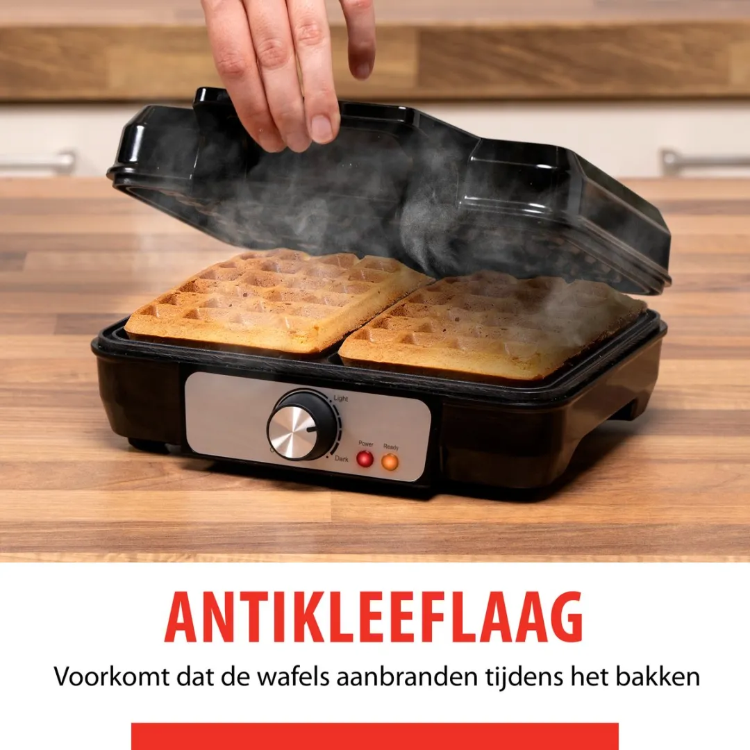 Alpina Wafelijzer 1000W - 2 Platen - Zilver - afbeelding 6 van 6