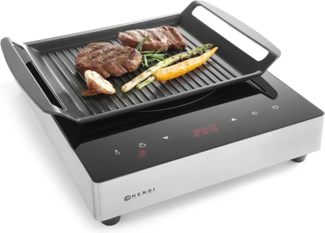 HENDI Grillplaat 629130 Gietaluminium - 390x260mm - Inductie/Oven