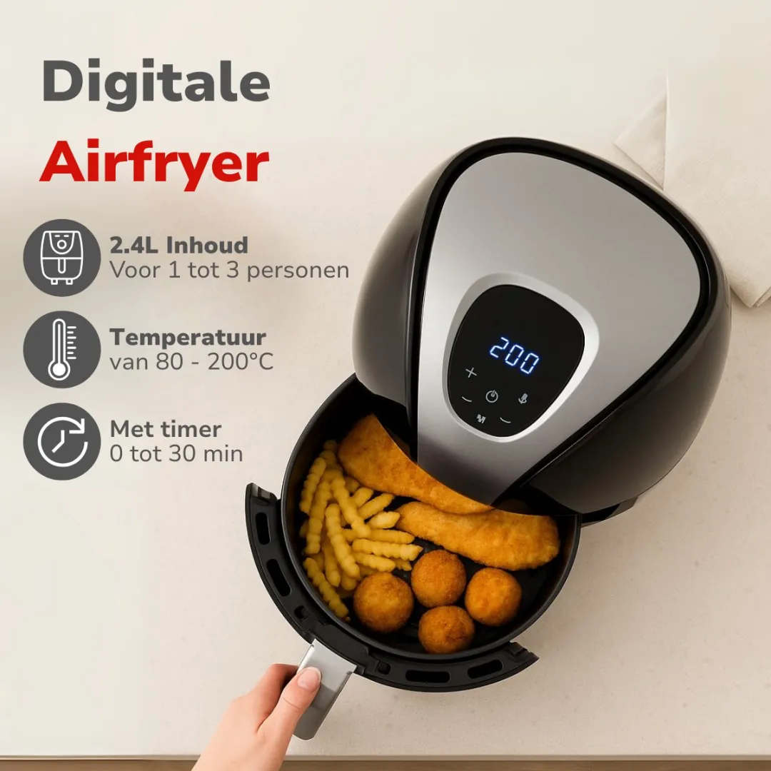 Alpina Airfryer 2.4L - 1500W - Zwart