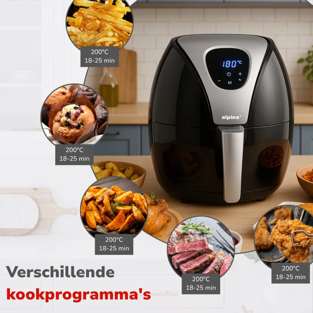 Alpina Airfryer 2.4L - 1500W - Zwart