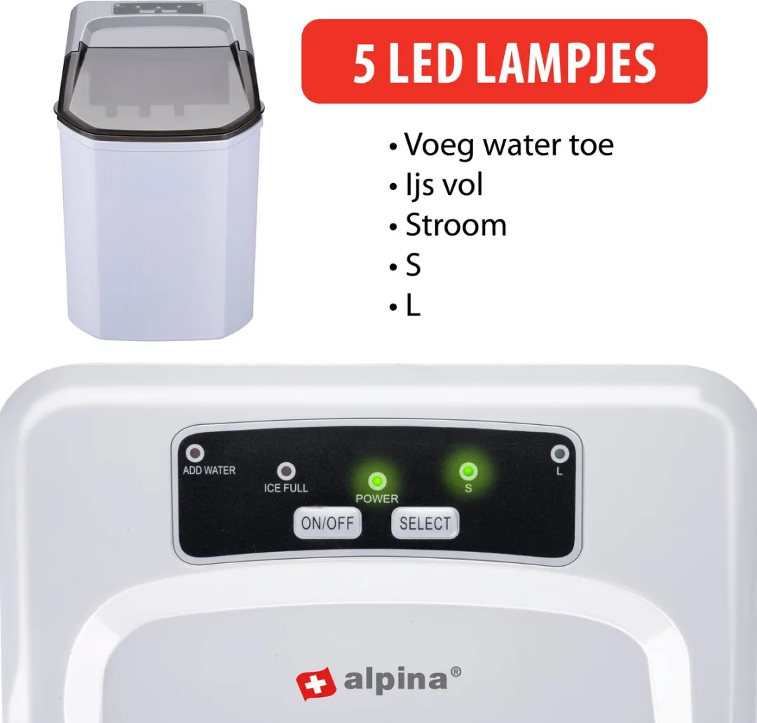 Alpina Ijsblokjesmachine - 2 Formaten - 112W - Wit